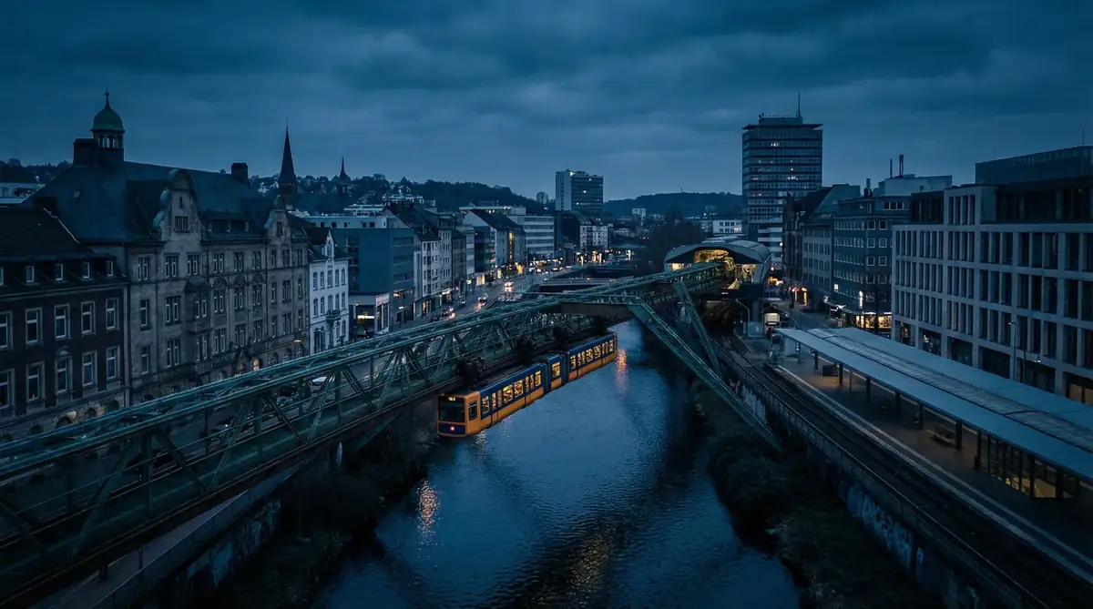 Schwebebahn Wuppertal über der Wupper