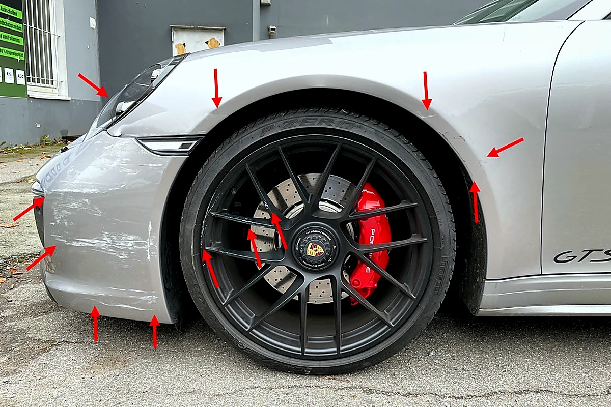 Porsche 911 GTS – Detailaufnahme Schaden